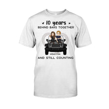 Load image into Gallery viewer, Personalized Couple T-shirt &amp; Hoodie 10 Years Behind Bars Gift
