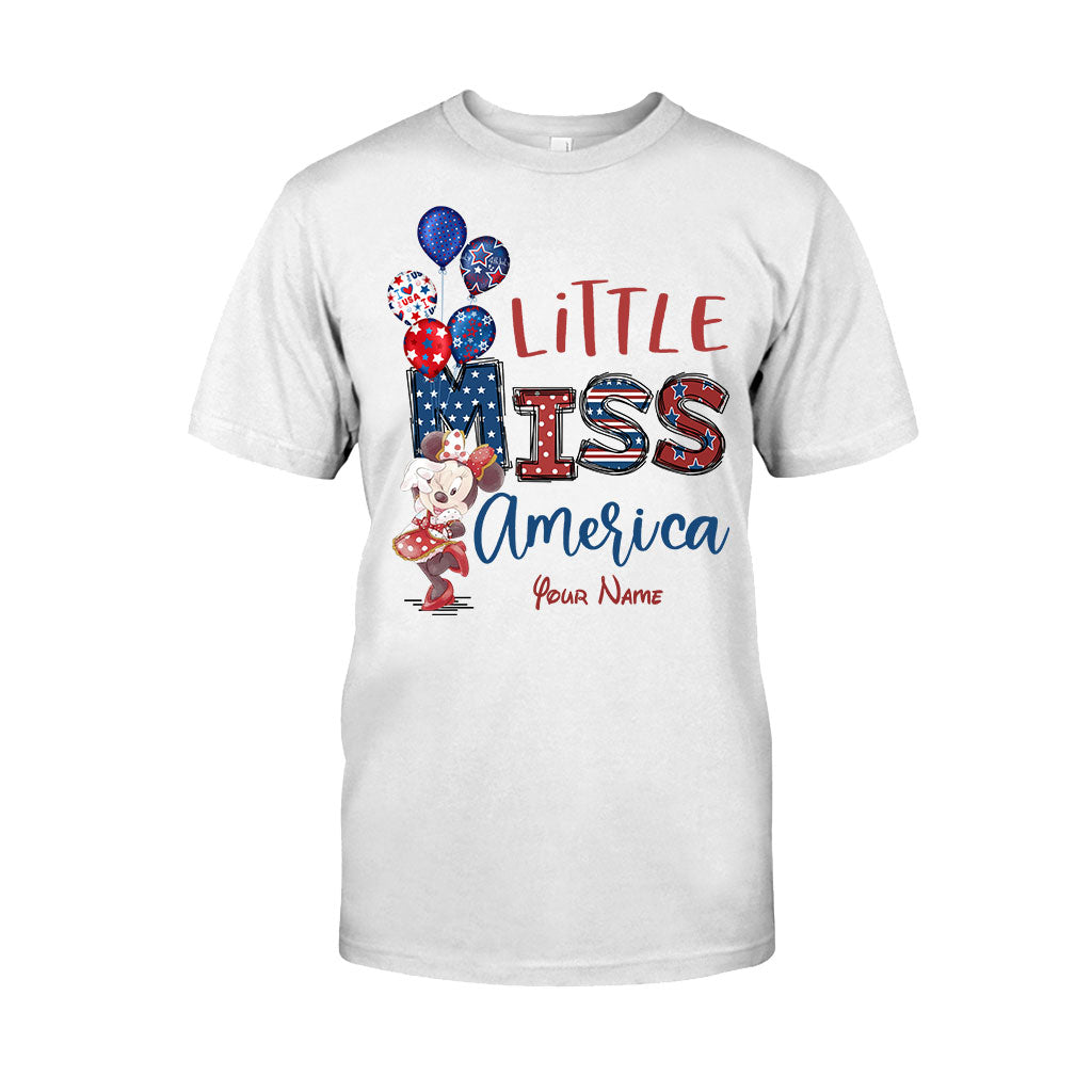 Personalized Independence Day Little Miss T-Shirt and Hoodie Custom Name Gift