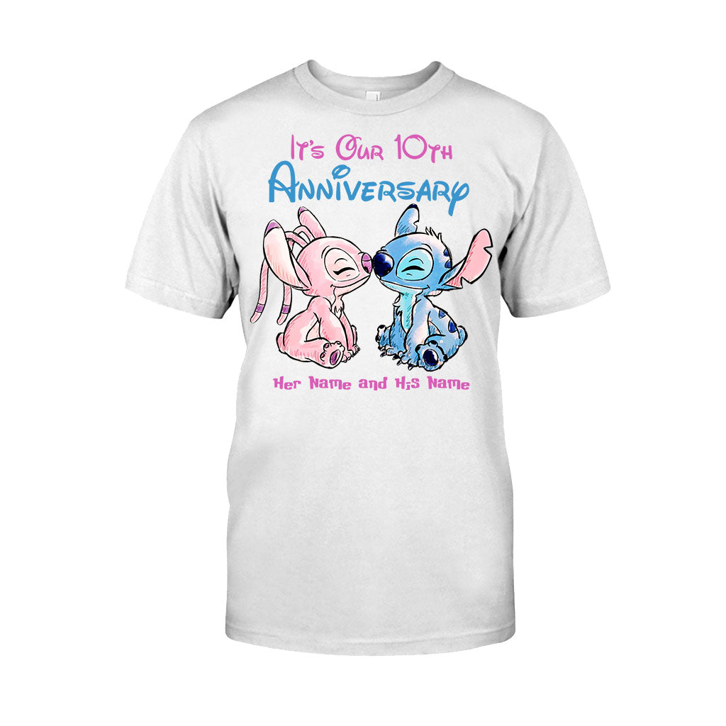 Personalized Anniversary T-Shirt & Hoodie Custom Names Gift for Couples