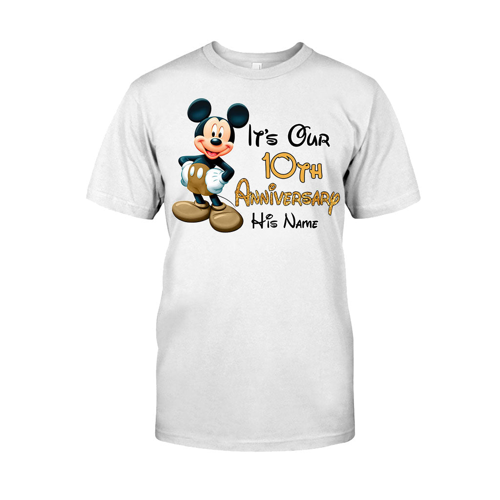 Personalized Mickey and Minnie Anniversary T-shirt & Hoodie Set for Couples