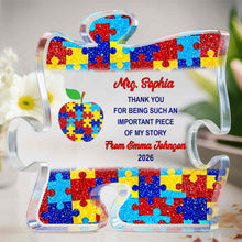 Load image into Gallery viewer, Personalized Puzzle Acrylic Plaque Custom Name Teacher Gift
