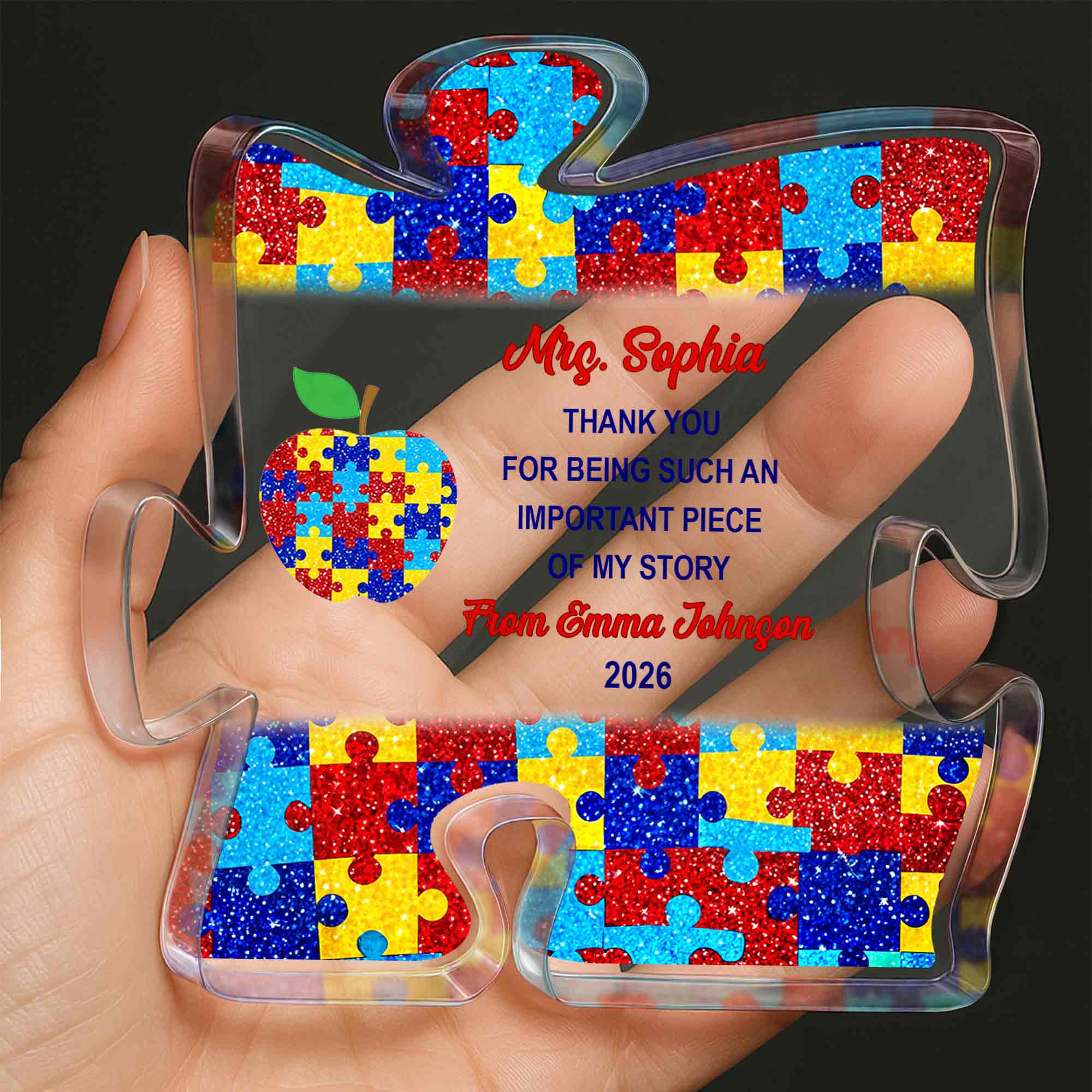 Personalized Puzzle Acrylic Plaque Custom Name Teacher Gift