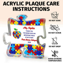 Load image into Gallery viewer, Personalized Puzzle Acrylic Plaque Custom Name Teacher Gift
