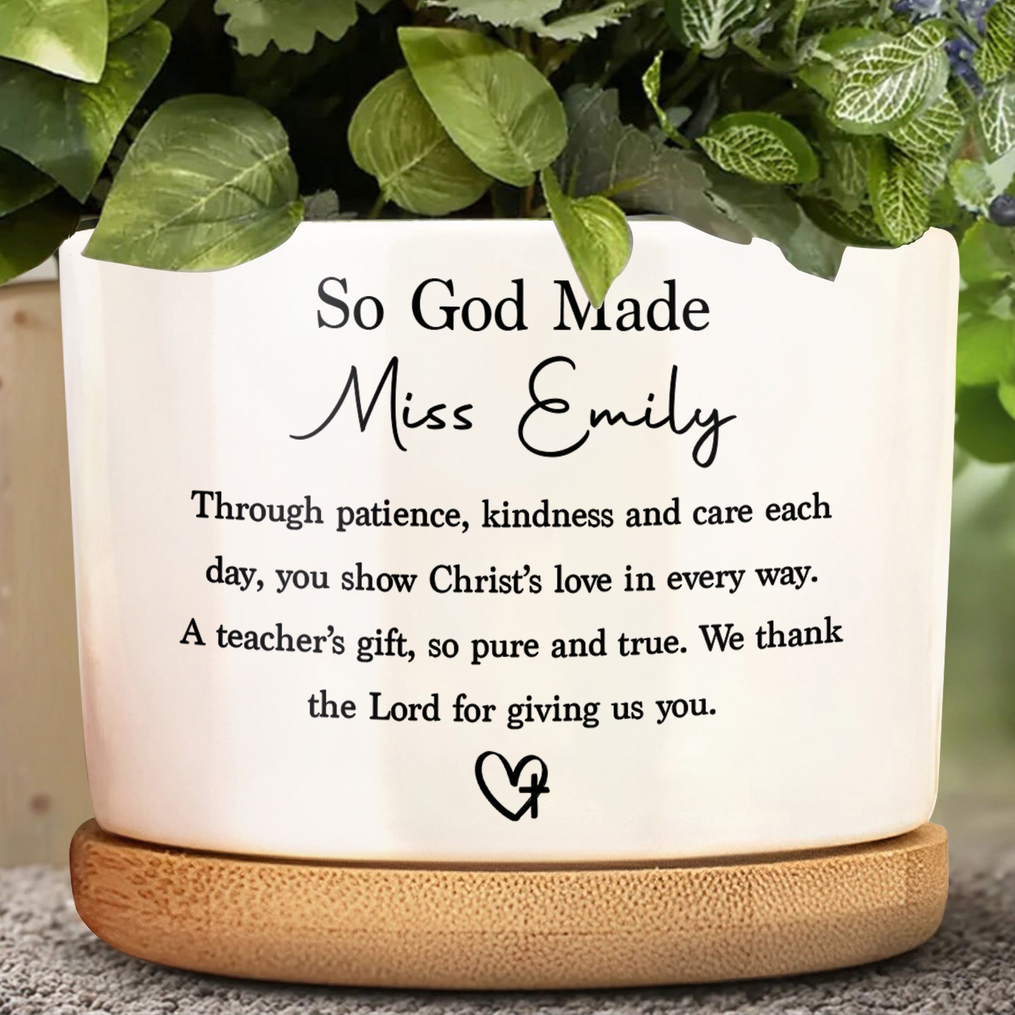 Personalized Ceramic Plant Pot Custom Name Gift for Teacher