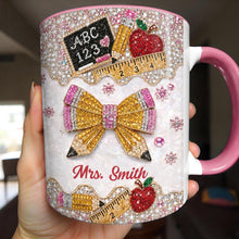 Load image into Gallery viewer, Personalized 3D Rhinestone Accent Mug Custom Name Teacher Gift
