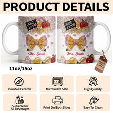 Load image into Gallery viewer, Personalized Teacher Coffee Mug Custom Name Rhinestone Bow Gift
