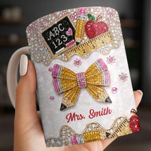 Load image into Gallery viewer, Personalized Teacher Coffee Mug Custom Name Rhinestone Bow Gift
