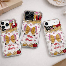 Load image into Gallery viewer, Personalized Clear Phone Case for Teacher Custom Name Red Apple
