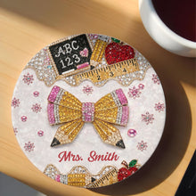 Load image into Gallery viewer, Personalized 3D Rhinestone Teacher Coaster Custom Name Gift
