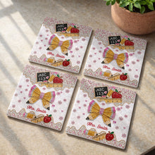 Load image into Gallery viewer, Personalized Ceramic Coaster Custom Teacher Gift Apple Design
