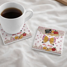Load image into Gallery viewer, Personalized Ceramic Coaster Custom Teacher Gift Apple Design
