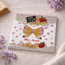 Load image into Gallery viewer, Personalized Ceramic Coaster Custom Teacher Gift Apple Design
