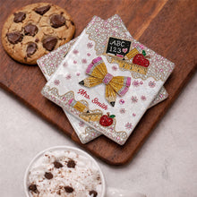 Load image into Gallery viewer, Personalized Ceramic Coaster Custom Teacher Gift Apple Design
