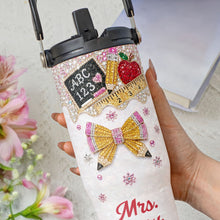 Load image into Gallery viewer, Personalized Teacher Tumbler 30oz Apple Glitter Gift Idea

