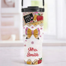 Load image into Gallery viewer, Personalized Teacher Tumbler 30oz Apple Glitter Gift Idea
