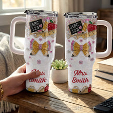 Load image into Gallery viewer, Personalized Teacher Tumbler 40oz Apple Bow Design Gift
