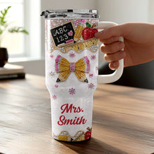 Load image into Gallery viewer, Personalized Teacher Tumbler 40oz Apple Bow Design Gift
