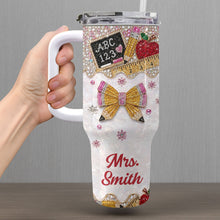 Load image into Gallery viewer, Personalized Teacher Tumbler 40oz Apple Bow Design Gift
