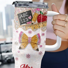Load image into Gallery viewer, Personalized Teacher Tumbler 40oz Apple Bow Design Gift
