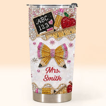 Load image into Gallery viewer, Personalized Teacher 20oz Tumbler Custom Name Rhinestone Apple
