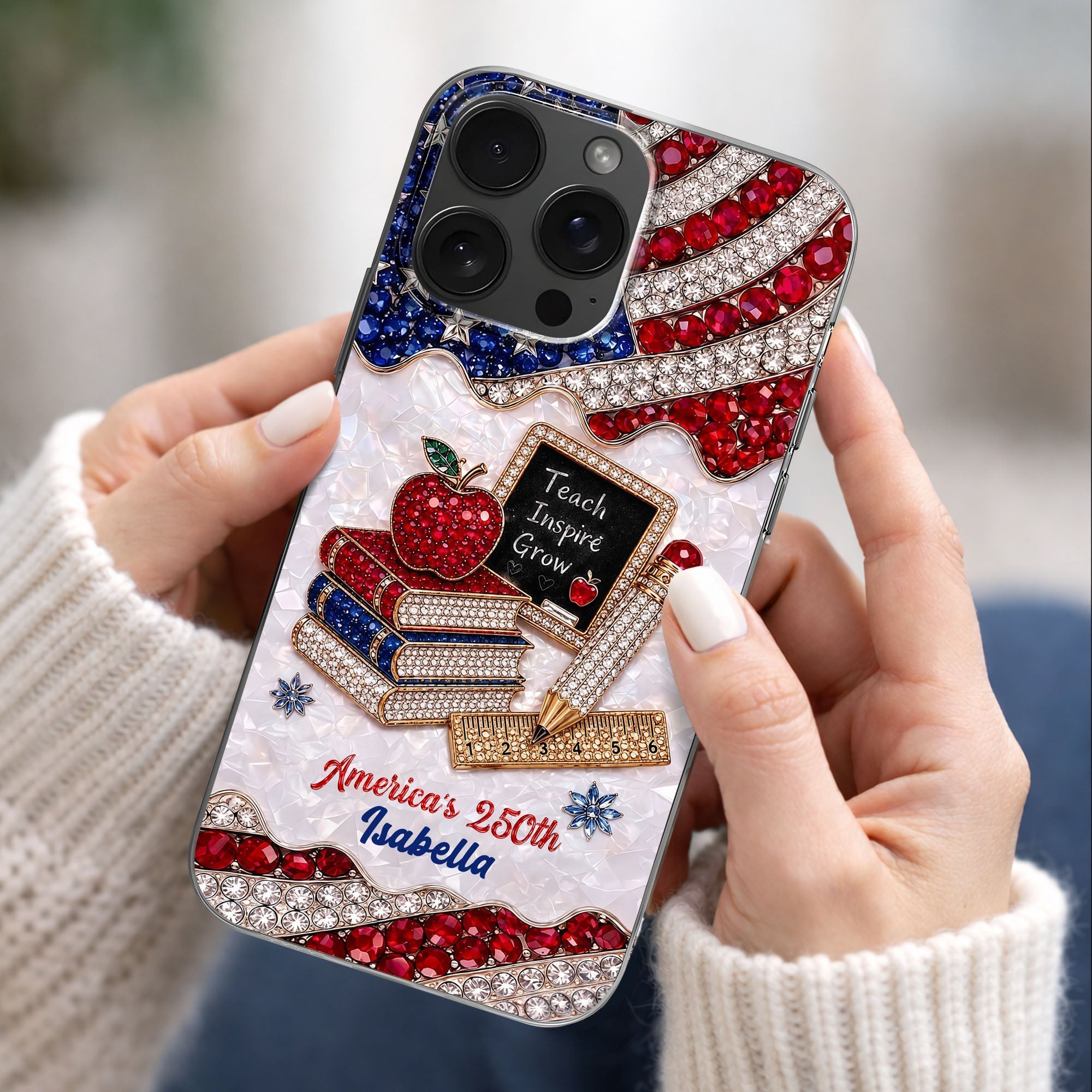 Personalized Clear Phone Case for Teachers Custom Name Gift