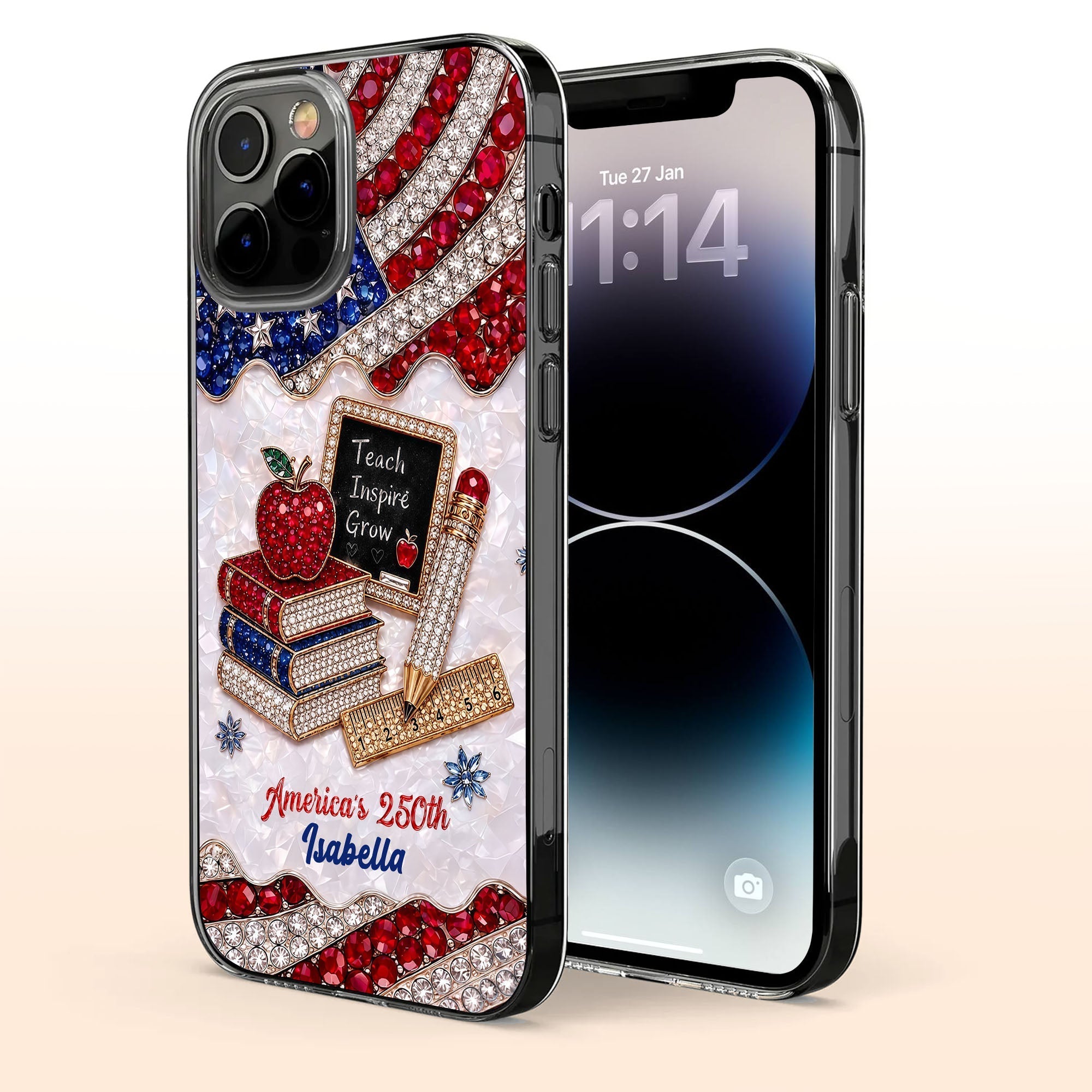 Personalized Clear Phone Case for Teachers Custom Name Gift