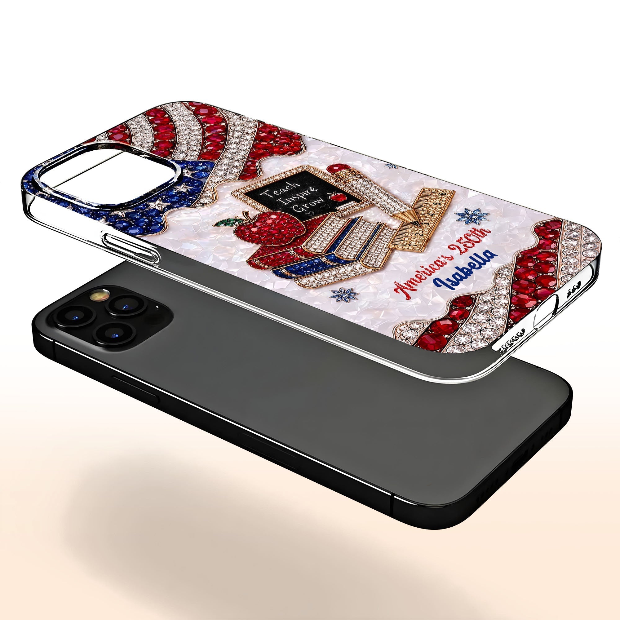 Personalized Clear Phone Case for Teachers Custom Name Gift