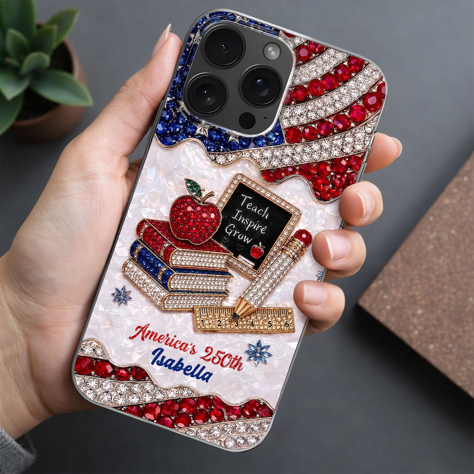Personalized Clear Phone Case for Teachers Custom Name Gift