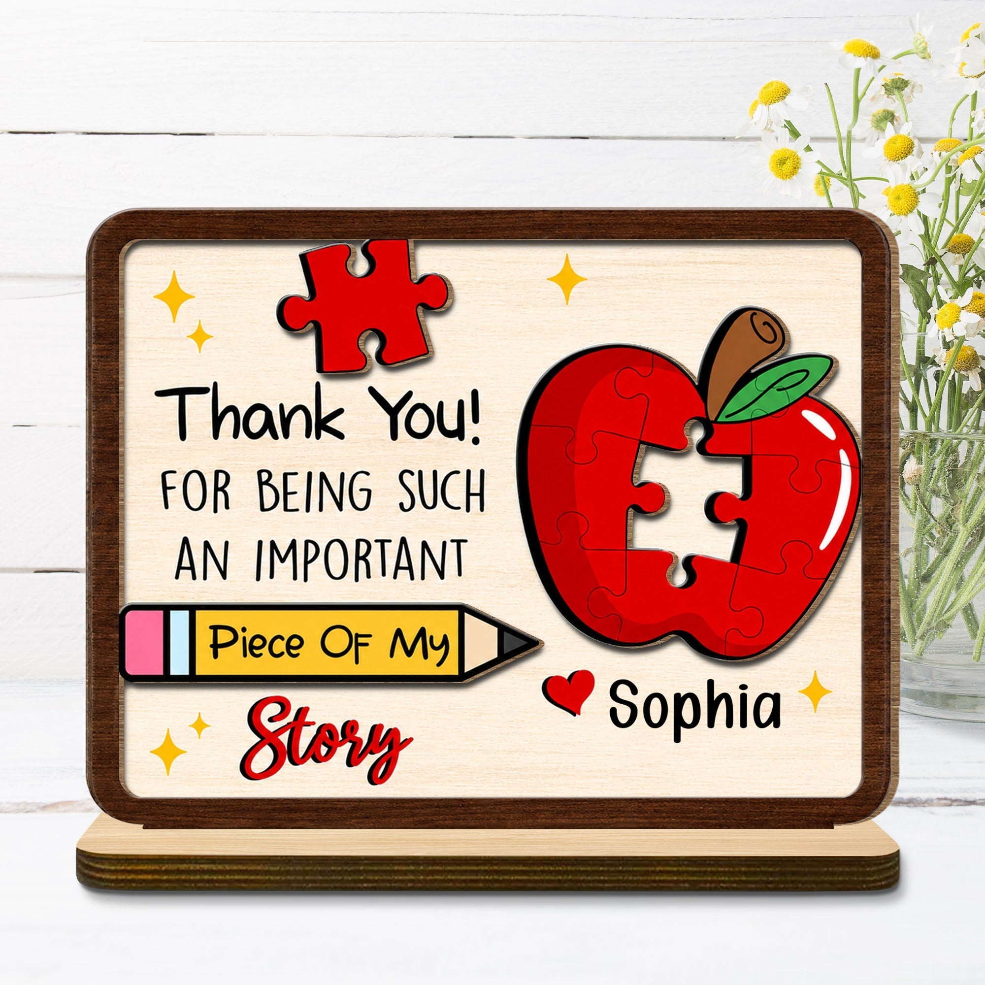 Personalized 2-Layer Wood Plaque Custom Thank You Gift for Teacher