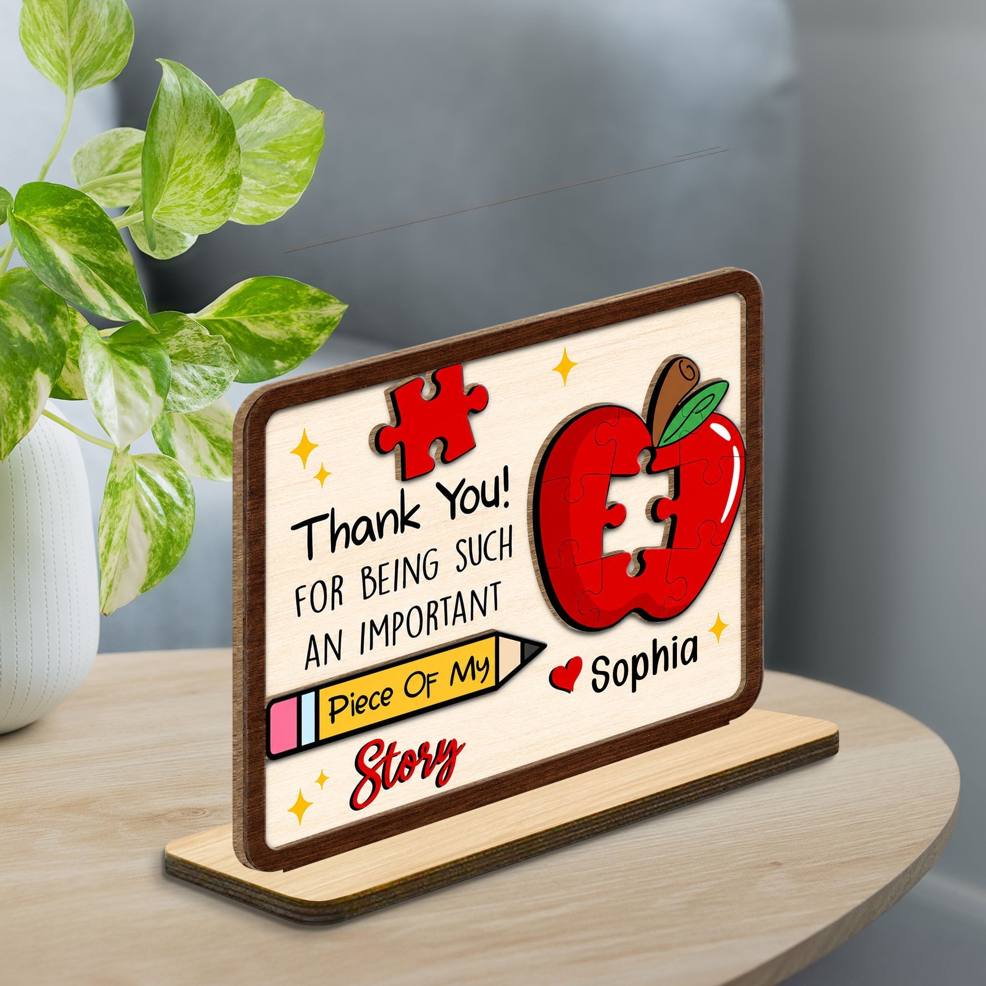 Personalized 2-Layer Wood Plaque Custom Thank You Gift for Teacher