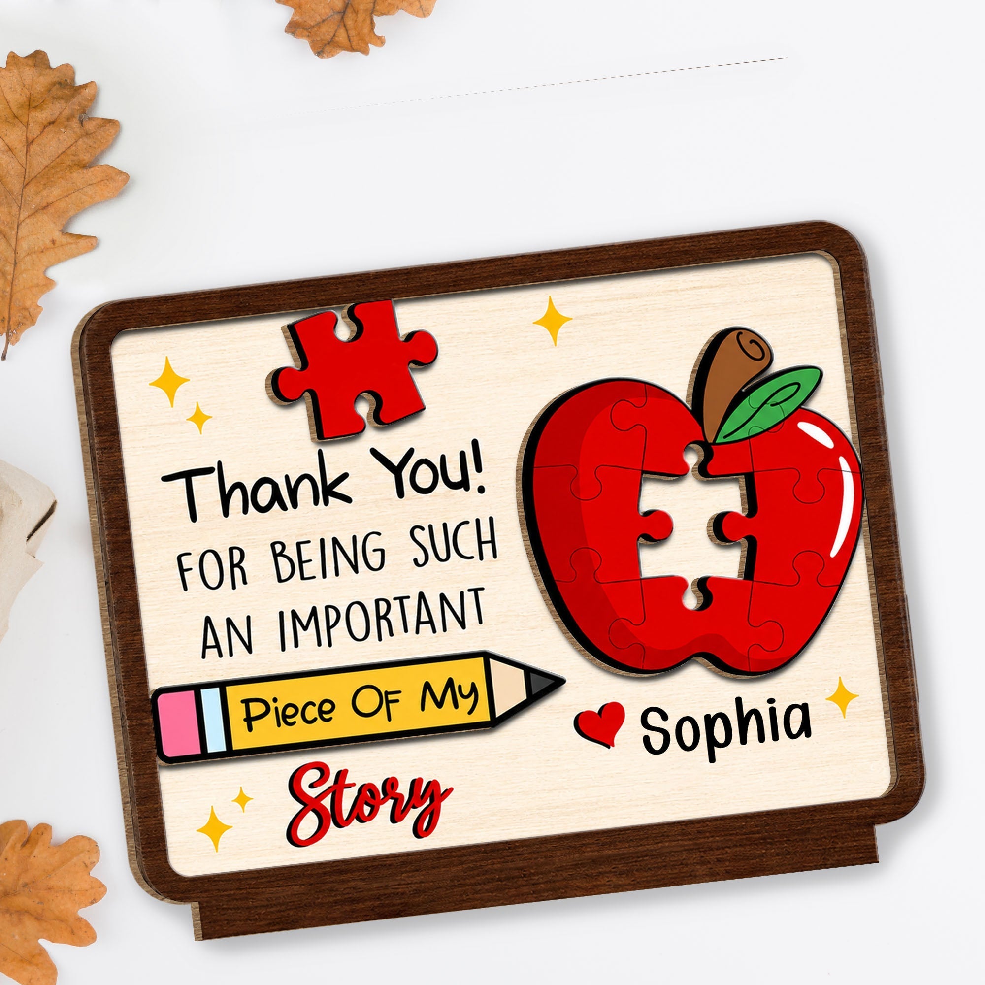 Personalized 2-Layer Wood Plaque Custom Thank You Gift for Teacher