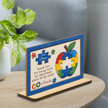 Load image into Gallery viewer, Personalized Apple Puzzle Wood Plaque Custom Name Gift for Teacher
