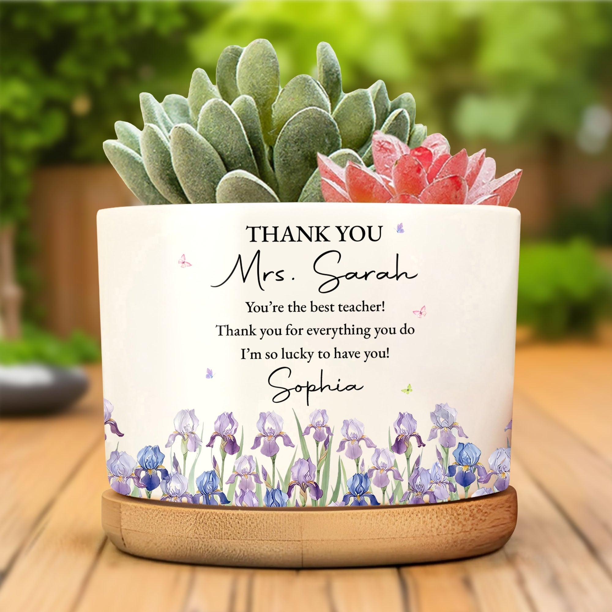 Personalized Teacher Plant Pot Custom Birth Month Flowers Gift