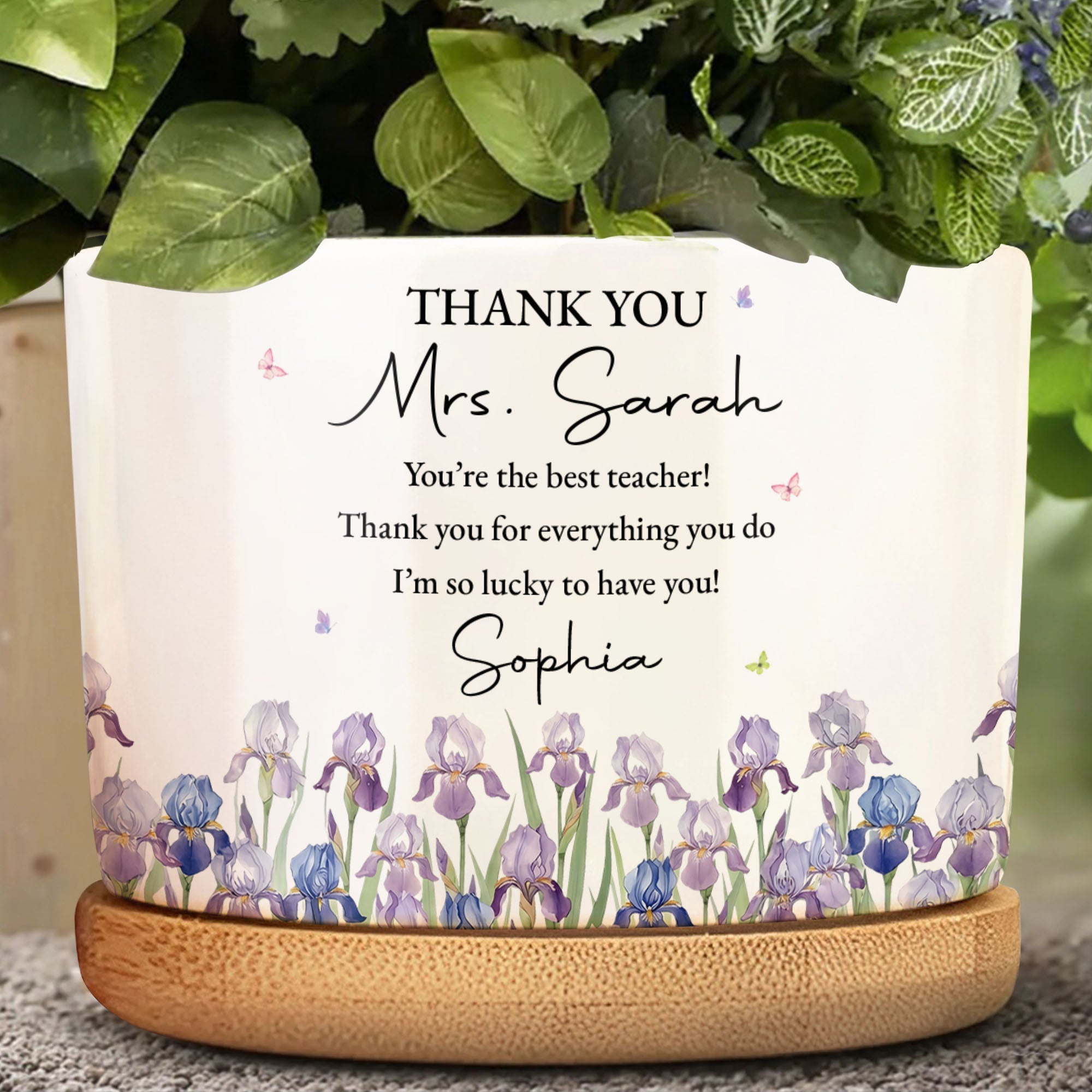Personalized Teacher Plant Pot Custom Birth Month Flowers Gift