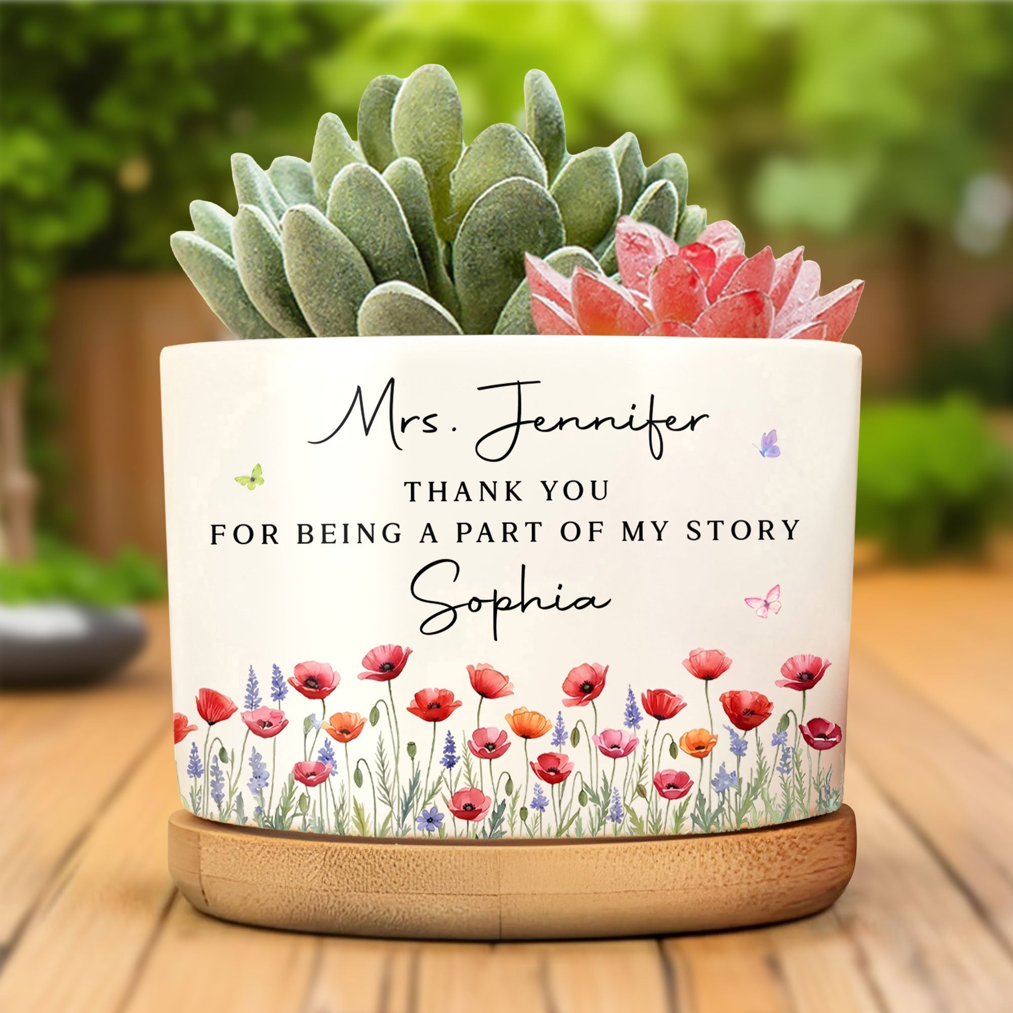 Personalized Ceramic Plant Pot Custom Birth Month Flowers Gift for Teachers