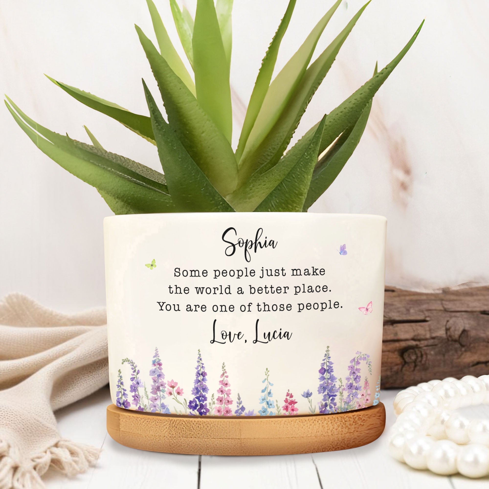 Personalized Ceramic Plant Pot Custom Name Gift for Mom