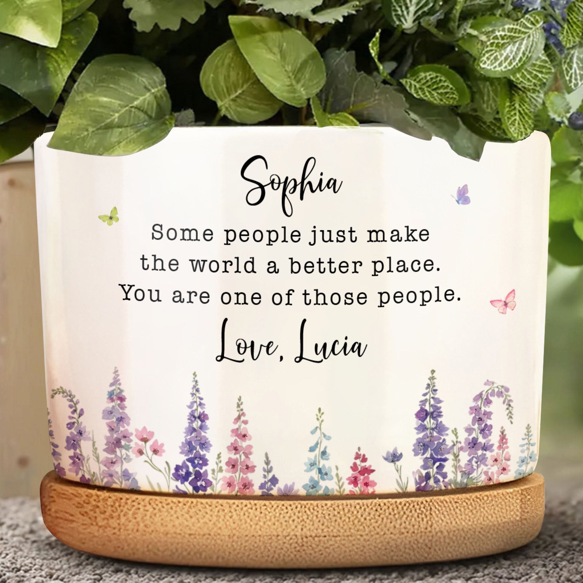 Personalized Ceramic Plant Pot Custom Name Gift for Mom