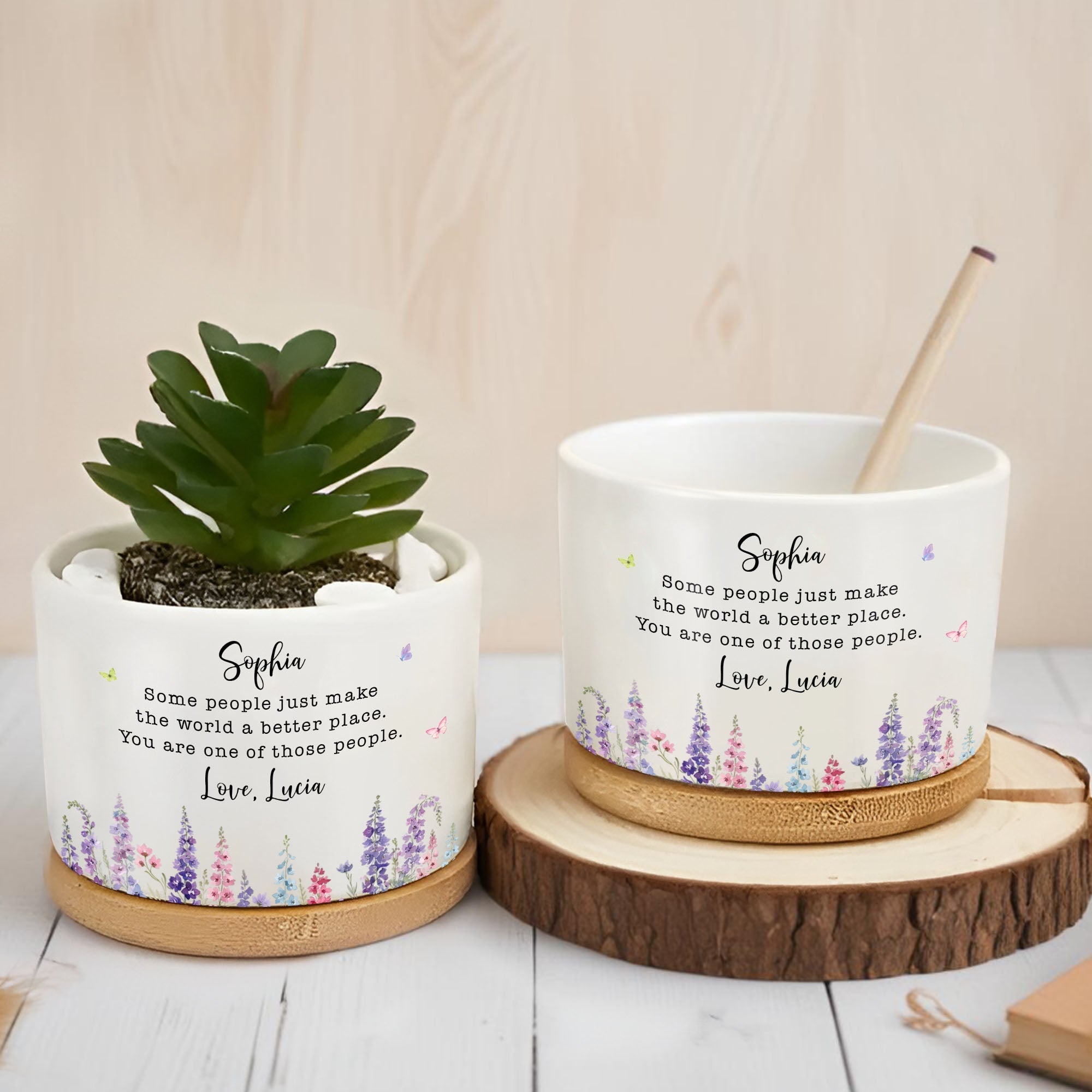 Personalized Ceramic Plant Pot Custom Name Gift for Mom
