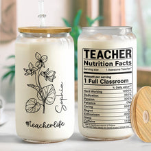 Load image into Gallery viewer, Personalized Clear Glass Can Custom Teacher Gift with Straws
