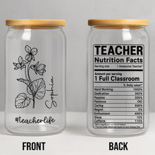 Load image into Gallery viewer, Personalized Clear Glass Can Custom Teacher Gift with Straws
