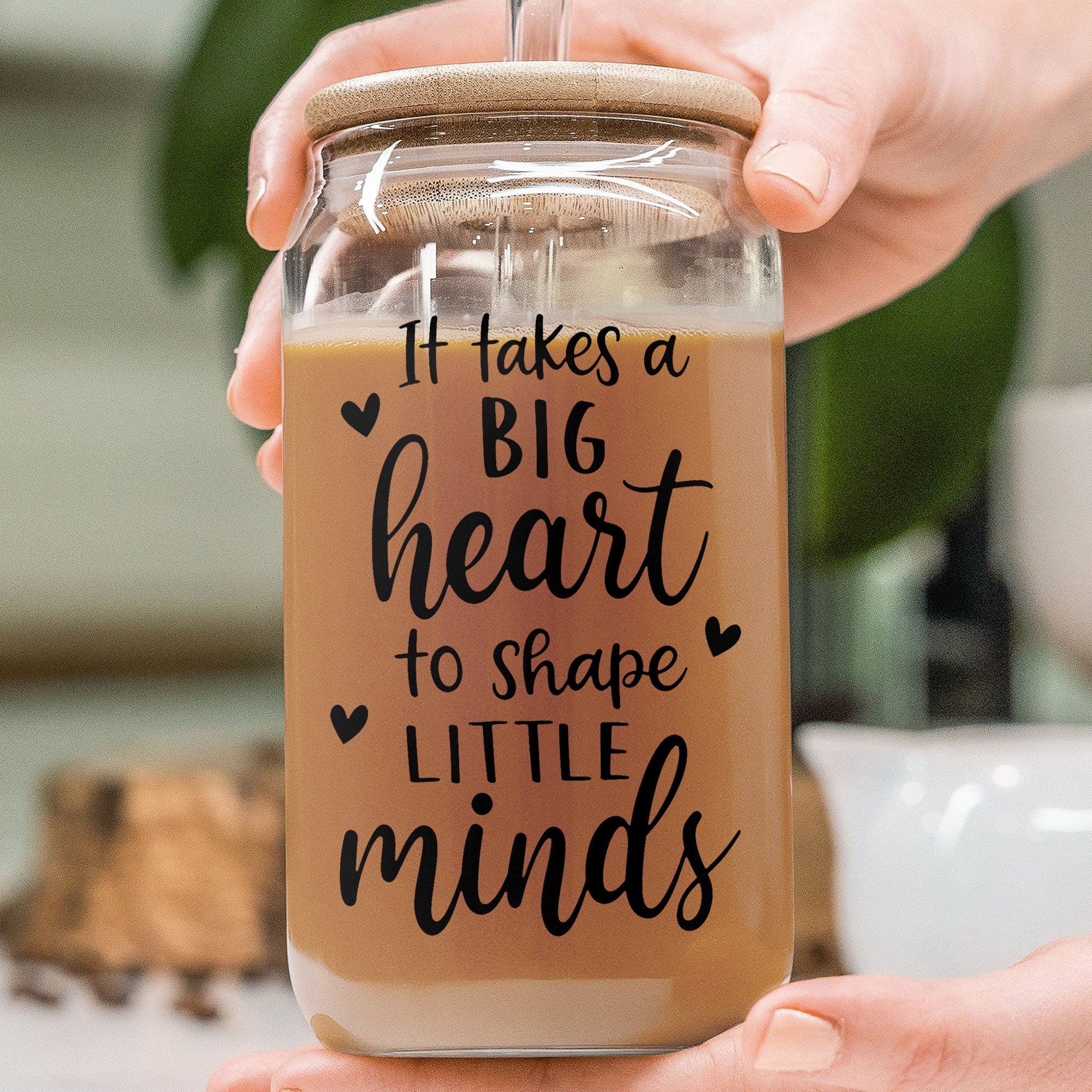 Personalized Clear Glass Can Custom Name Teacher Gift Idea