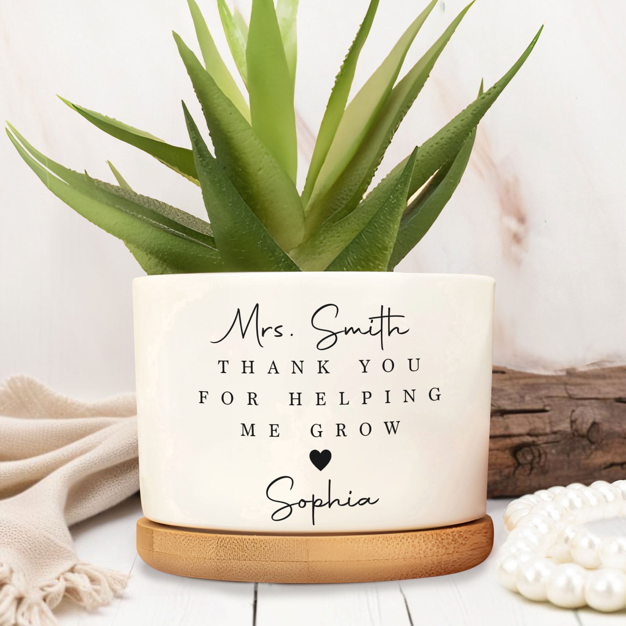 Personalized Ceramic Plant Pot Custom Name Gift for Teacher