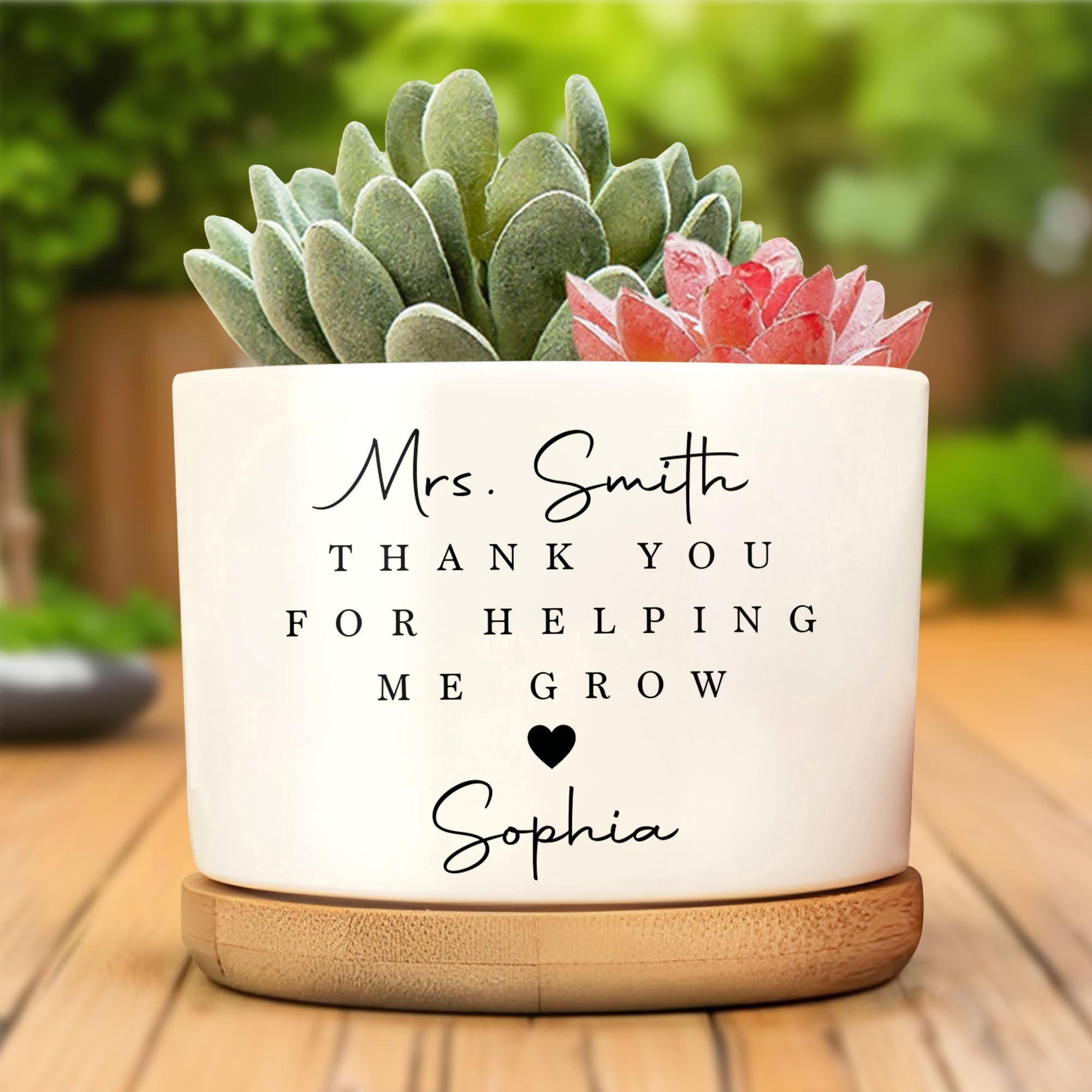 Personalized Ceramic Plant Pot Custom Name Gift for Teacher