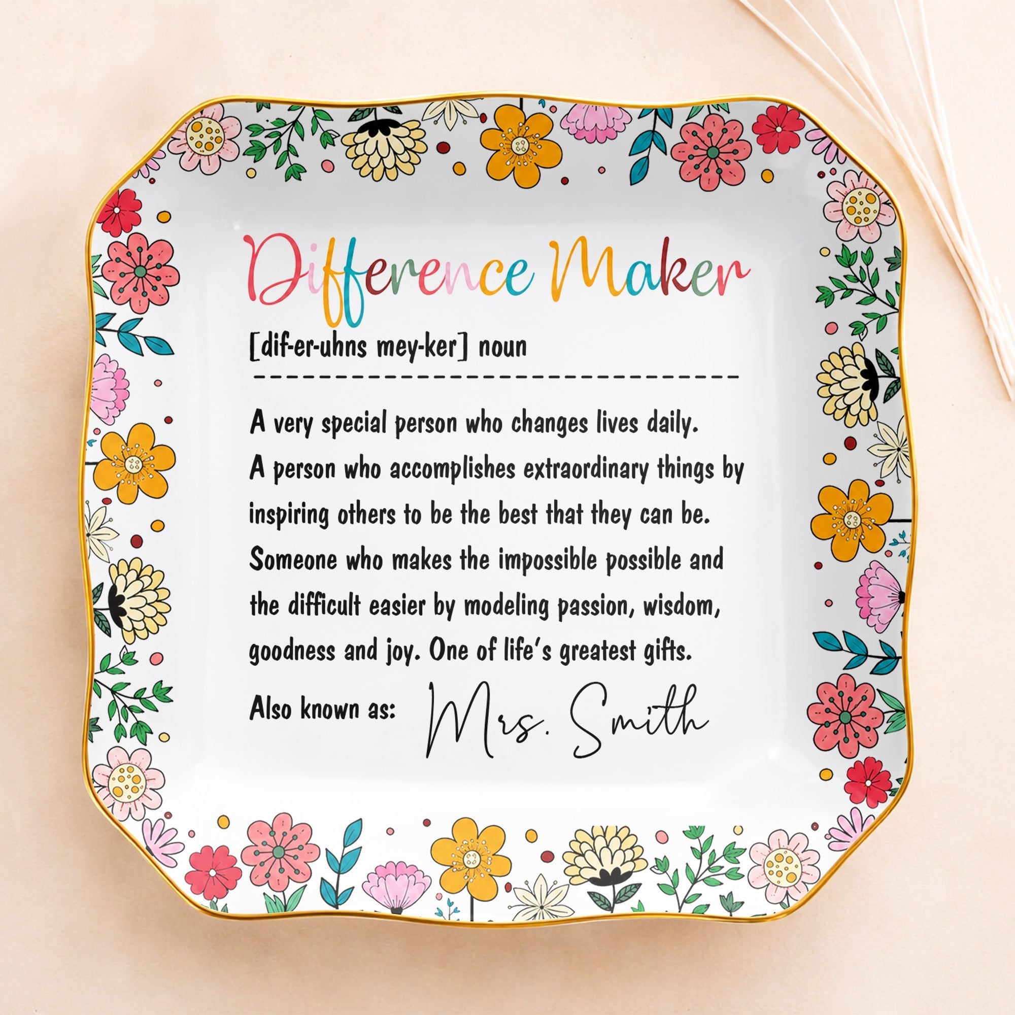 Personalized Ceramic Jewelry Dish Custom Name Gift for Teacher