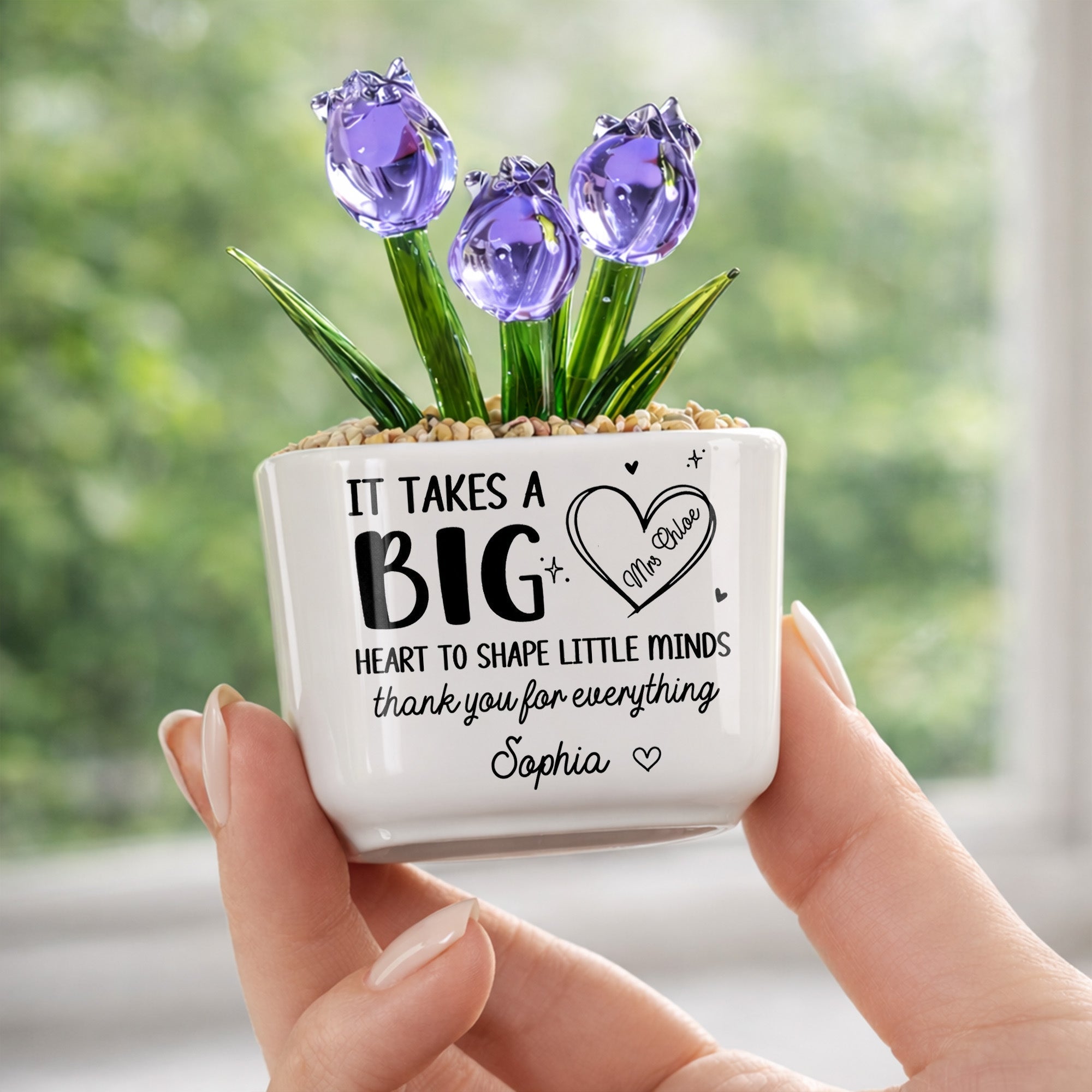 Personalized Custom Glass Tulip Flowers Gift for Teachers