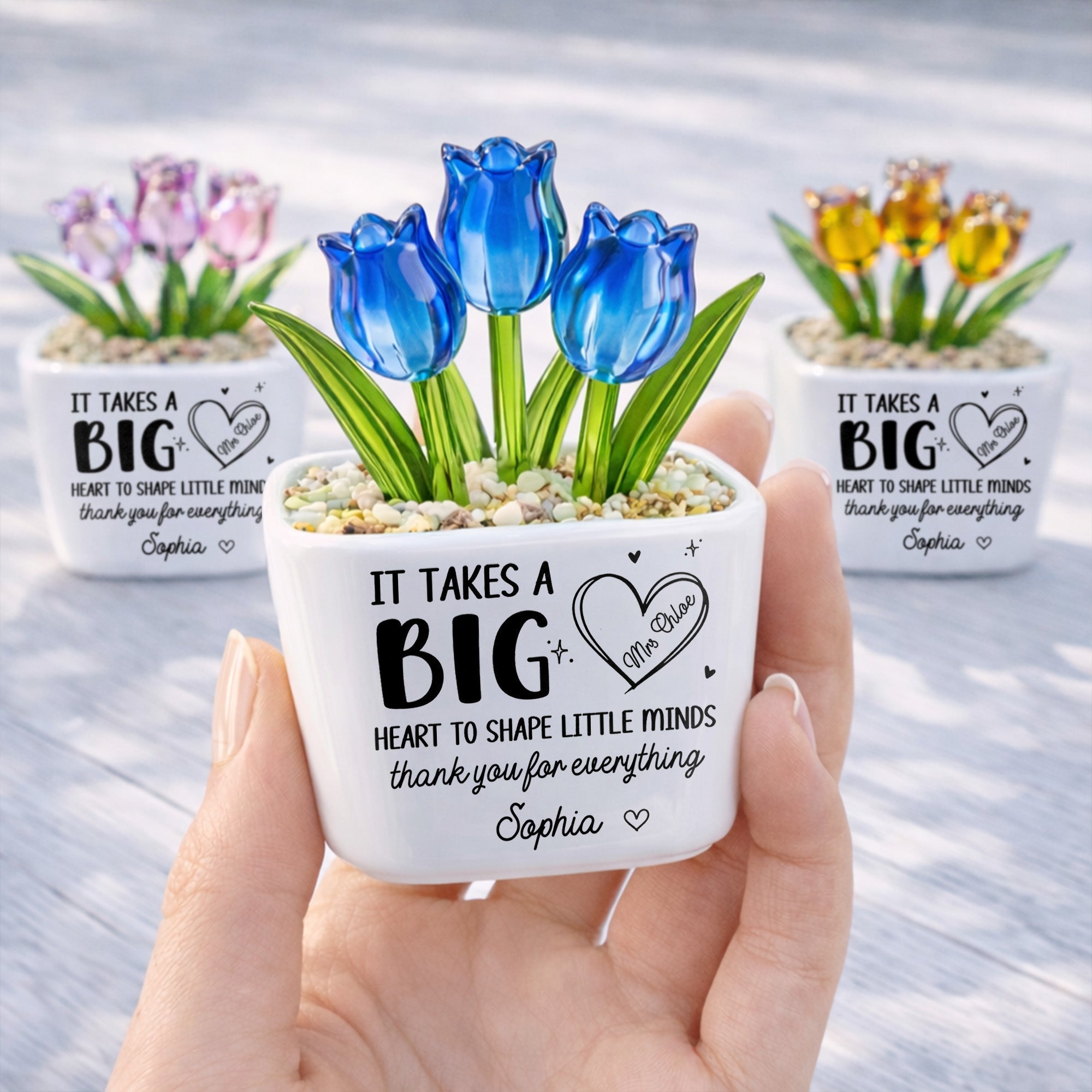 Personalized Custom Glass Tulip Flowers Gift for Teachers