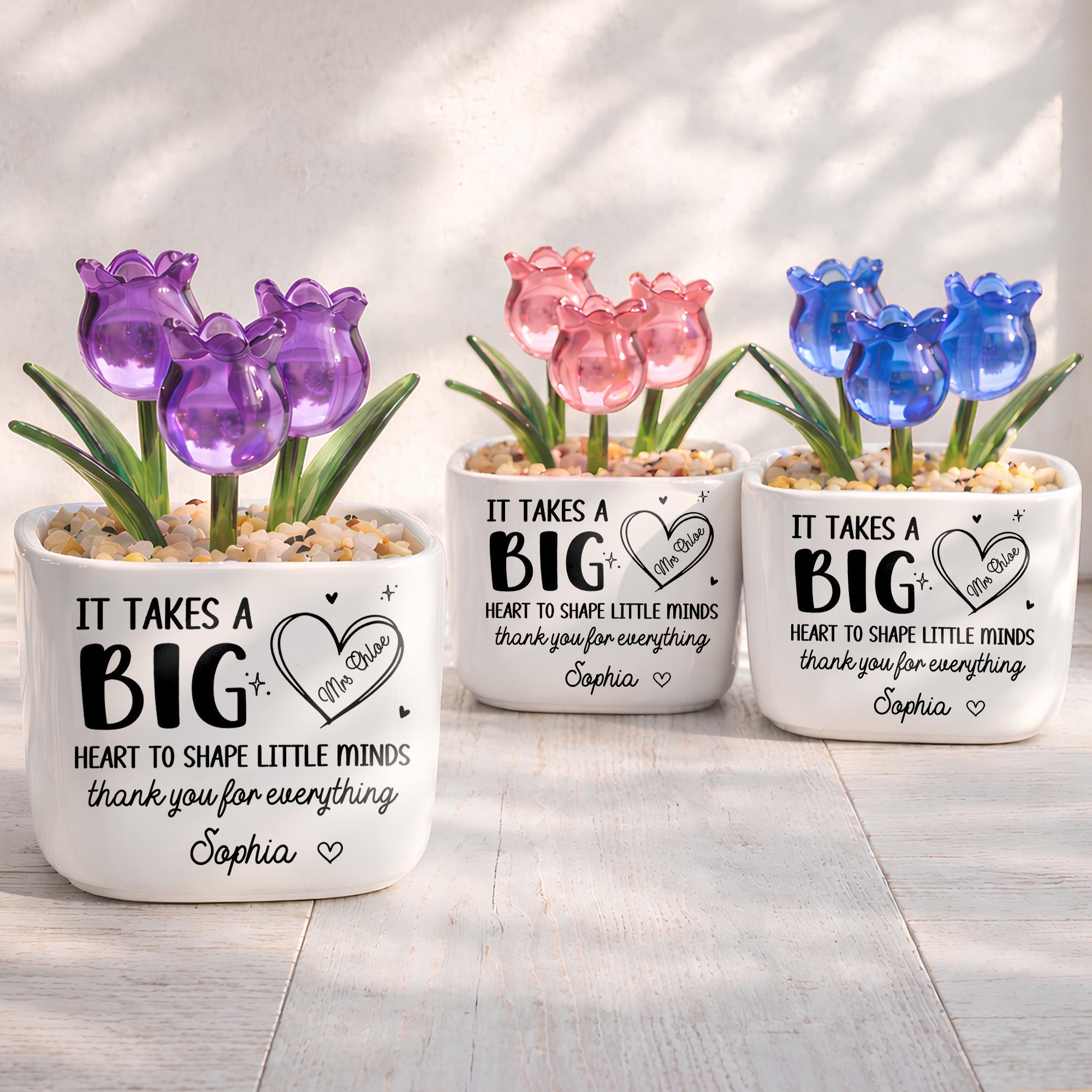 Personalized Custom Glass Tulip Flowers Gift for Teachers