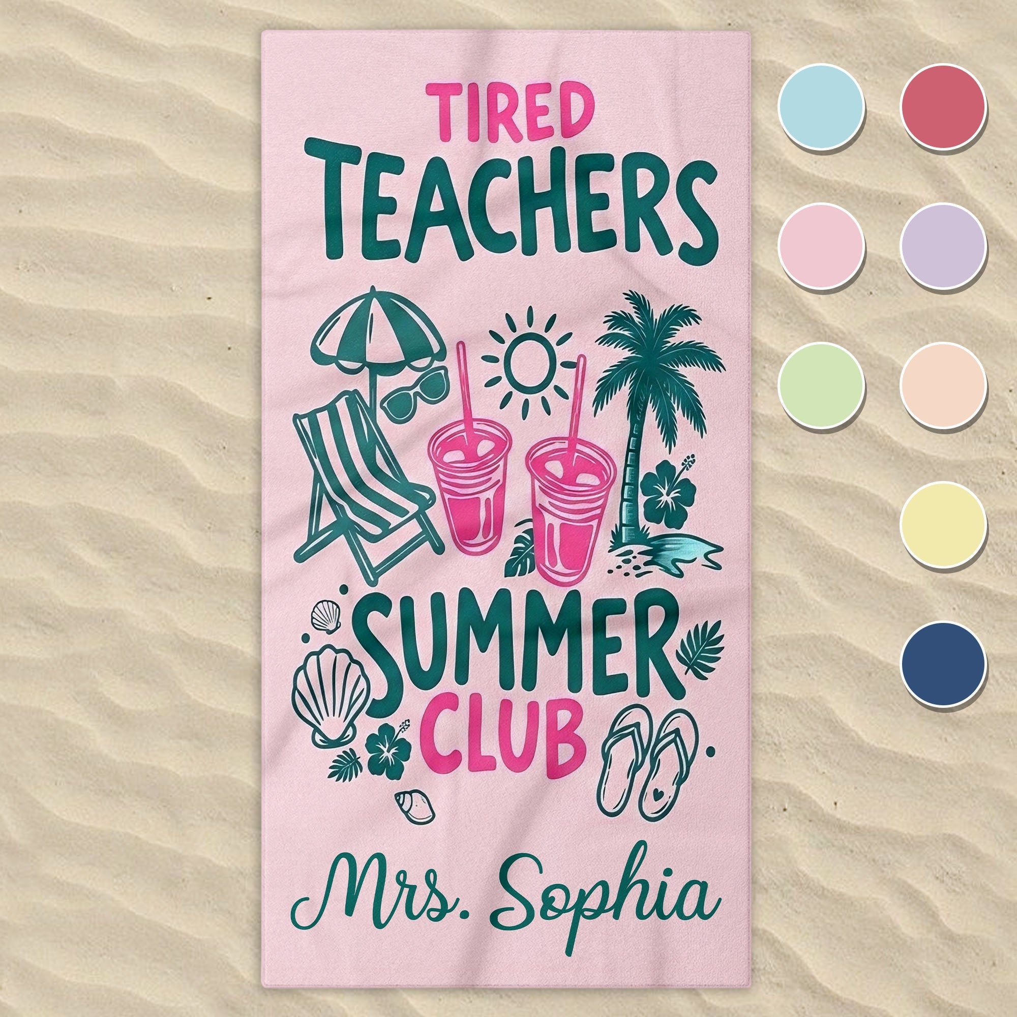 Personalized Microfiber Beach Towel for Teachers Summer Gift