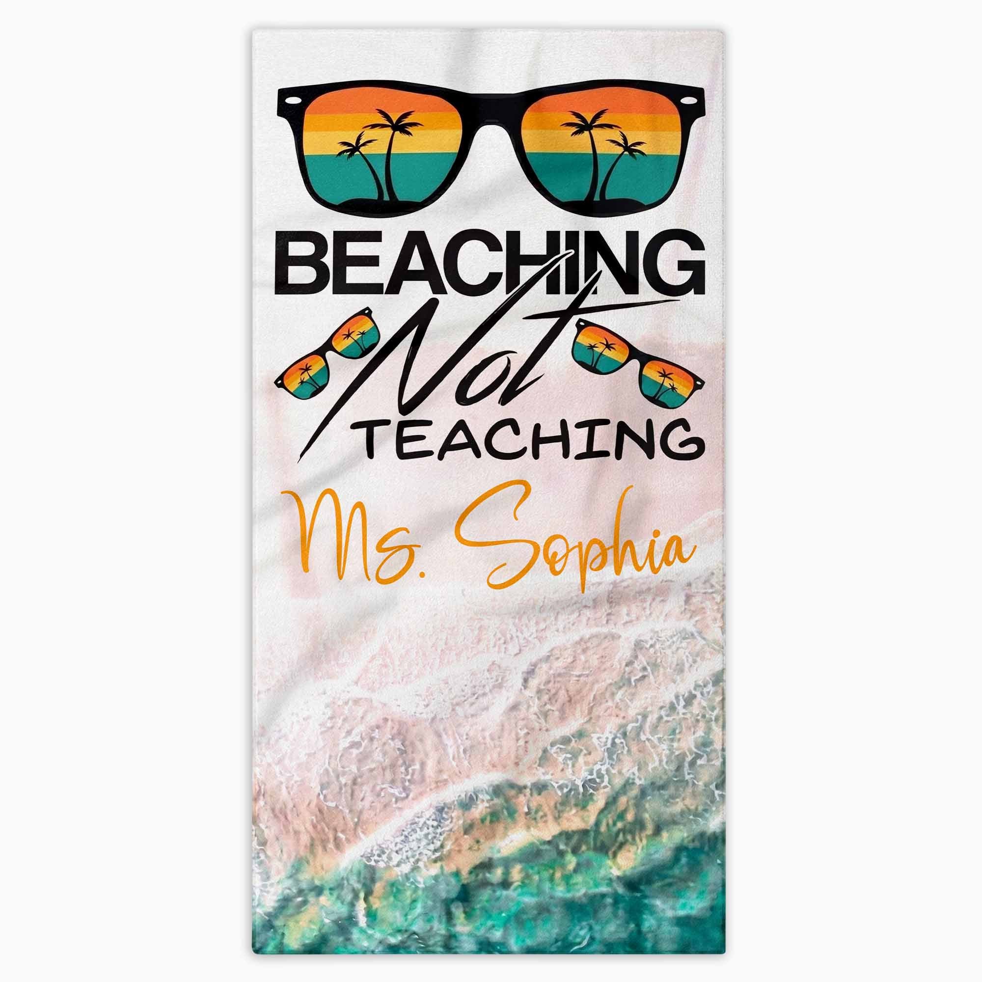 Personalized Beach Towel Custom Name Retro Design Gift for Teacher