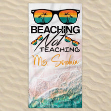Load image into Gallery viewer, Personalized Beach Towel Custom Name Retro Design Gift for Teacher
